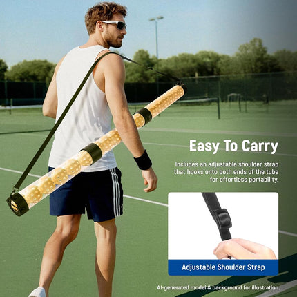 NEEWER Ball Retriever Tube Hopper for 18 Pickleballs & 21 Tennis Balls, Detachable 3 Section Ball Picker Upper Collector with Stopper, Adjustable Shoulder Strap for No Bending Pickup, PB01S