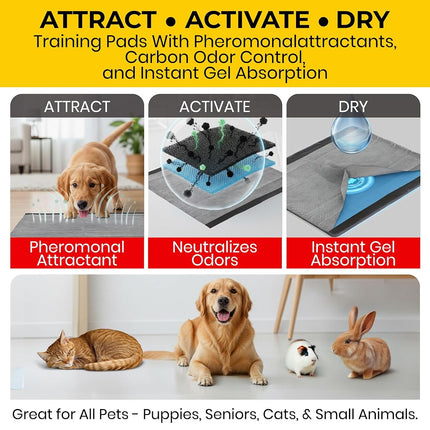 Glad for Pets JUMBO-SIZE Charcoal Puppy Pads | Black Training Pads That ABSORB & Neutralize Urine Instantly | New & Improved Quality, 50 Count