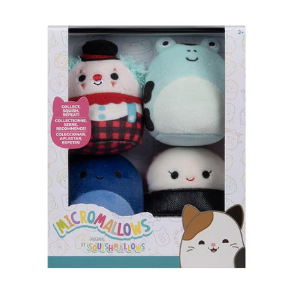 Squishmallows Micromallows Original Plush 4-Pack - Solenn Sushi, Preeti Slug, Ukee Clown and Dear Frog