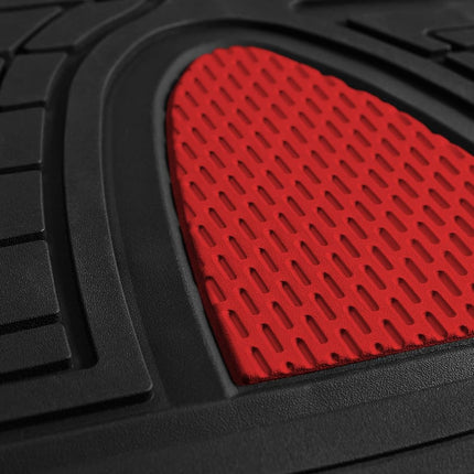 Automotive Floor Mats Red Universal Fit Heavy Duty Rubber fits Most Cars, SUVs, and Trucks, Full Set Trim to Fit FH Group F11311RED