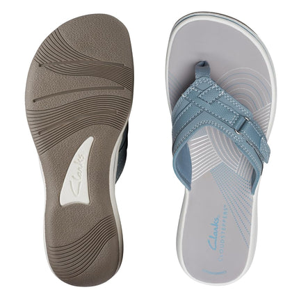 Clarks Women's 26142714 Flip-Flop, Blue Grey Synthetic, 6.5 UK