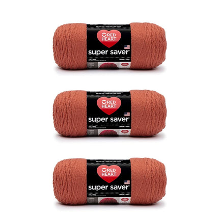 Red Heart Super Saver Pack of 3 - Coral - 7oz/198g - Acrylic - 4 Medium (Worsted) - 364 Yards - Knitting, Crocheting, Crafts & Amigurumi