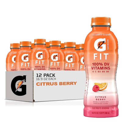 Gatorade G Fit Electrolyte Beverage, Healthy Real Hydration, Citrus Berry, 16. Bottles (12 Pack)