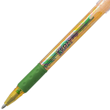 Pentel Krazy POP Beauty Beauty Iridescent Gel Pen, (1.0mm) Bold Line, Yellow & Metallic Green Ink, Box of 12 (K91-DDG)
