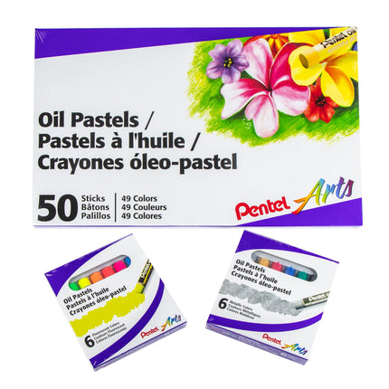 Pentel Arts Oil Pastels - 50 Color Set with Metall