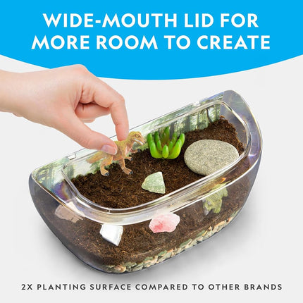 National Geographic Light Up Terrarium Kit for Kids - Build a Dinosaur Habitat with Real Plants & Gemstones, Science Kit, Dinosaur Toys for Kids