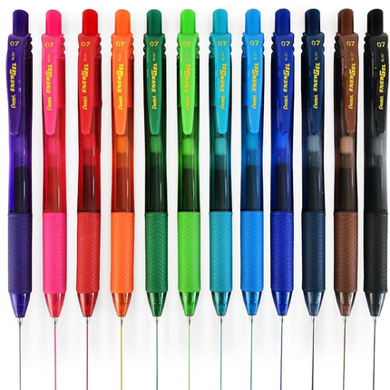 Pentel Energel-BL107-BX Tip Retractable Pen, 0.7 mm - Red (Pack of 12)