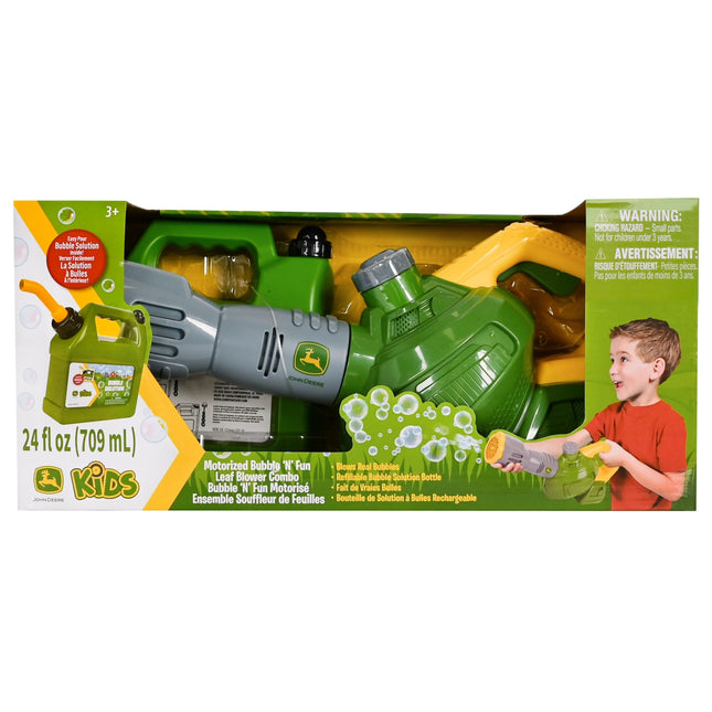John Deere Bubble Leaf Blower Toy for Kids Includes 44oz Bubble Refill Gas Can, Outdoor Bubble Machine for Kids, Easy to Use, Outdoor Play, Great Gift Toddler 3+