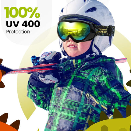 OutdoorMaster Kids Ski Goggles, Snow Goggles for Boys & Girls with 100% UV Protection - VLT 13.3%