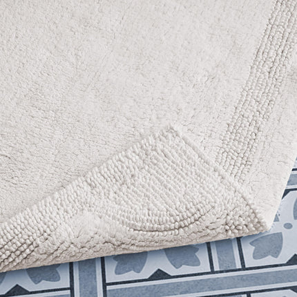 Laura Ashley Bath Rug - Reversible Cotton Bath Mat | Premium Bathroom D�cor | Machine Washable Bathroom Rug |Highly Absorbent | Ivory, 17"x24"/20"x32" 2-Piece Set