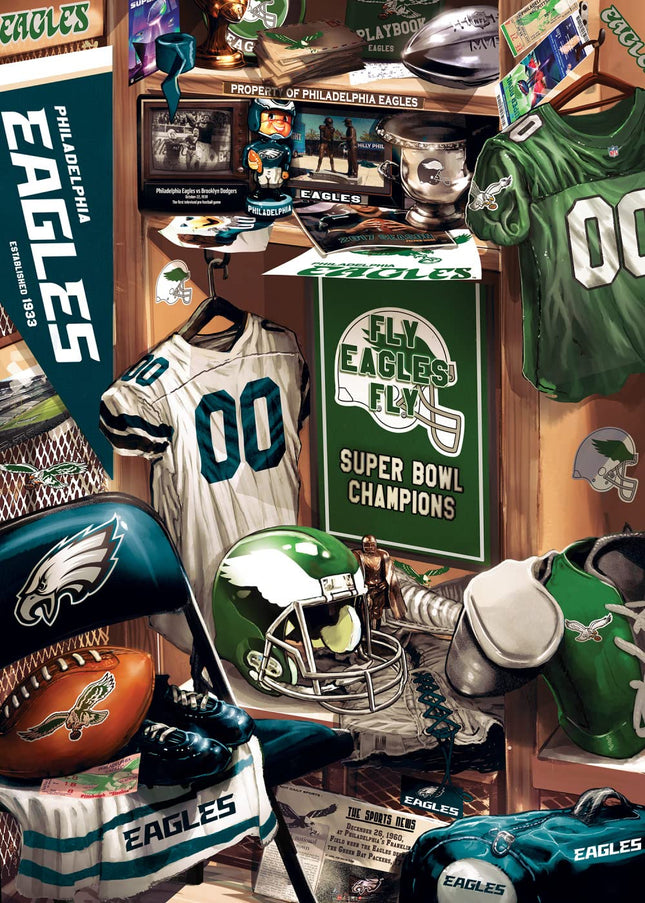 MasterPieces Game Day 500 Piece Jigsaw Puzzle for Adults - NFL Philadelphia Eagles Locker Room - 15"x21"