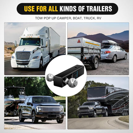 Nilight Multi-Ball Trailer Hitch Ball Mount, 2 & 2-5/16 Inch Balls, Dual Ball Mount fits 2-1/2-Inch Hitch Receiver, Chrome Plating