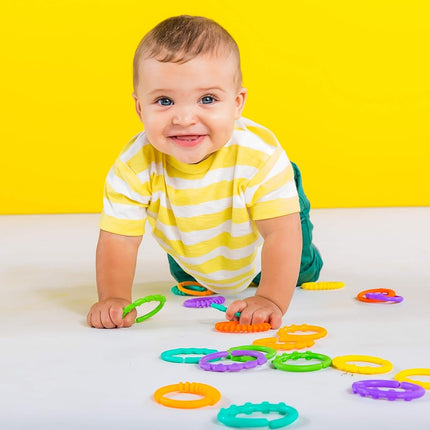 Bright Starts Lots of Links Rings Toys - Stroller Or Carrier Seat - BPA-Free 24 Pcs, Ages 0 Months +