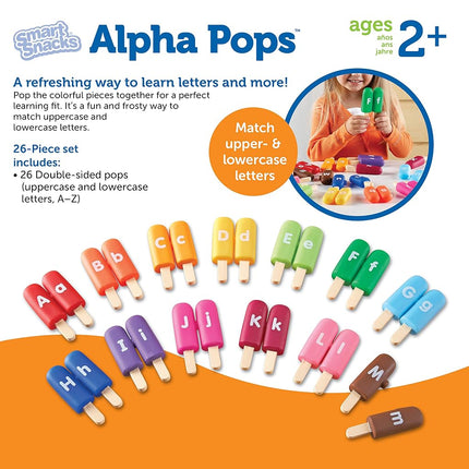 Learning Resources Smart Snacks Alpha Pops - 26 Double Sided Pieces, Ages 2+ Alphabet Learning and Fine Motor Skills Toy, Develops Letter Recognition, ABC Toys for Kids