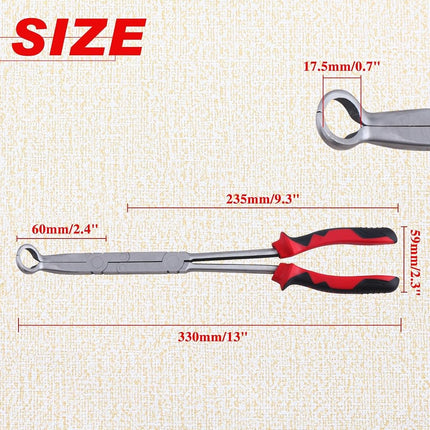 LEONTOOL Extra Long Nose Hose Grip Pliers 13" Spark Plug Pliers Long Reach XL Pivot Ring Nose Plier Hose Removal Plier with Serrated Jaw Spark Plug Boot Puller for Hard to Reach Narrow Spaces,Large