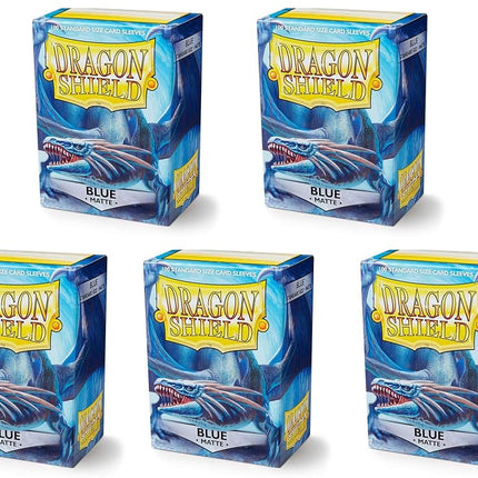 5 Packs Dragon Shield Matte Blue Standard Size 100 ct Card Sleeves Value Bundle!