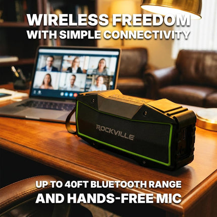 Rockville Rock Everywhere 15W Portable Bluetooth Speaker, IPX6 Waterproof, TWS Linking, Long Battery Life, Perfect for Outdoor Adventures and Home Use