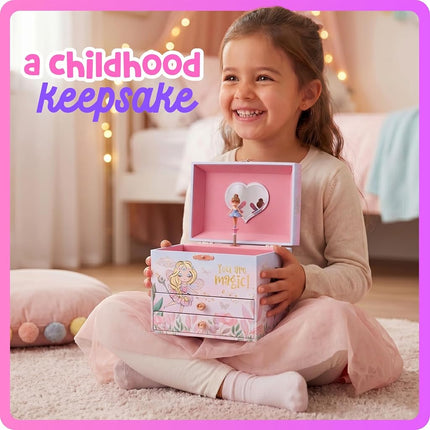 Musical Unicorn Jewellery Box for Girls - Kids Dancing Unicorn Music Box with Mirror, Jewellery Box for Girls Gifts for Little Girls, Jewellery Boxes, Childrens Birthday Gift, Ages 3-10