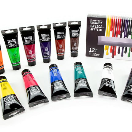Liquitex BASICS Acrylic Paint Set, 12 x 118ml (4-oz) Tube Paint Set
