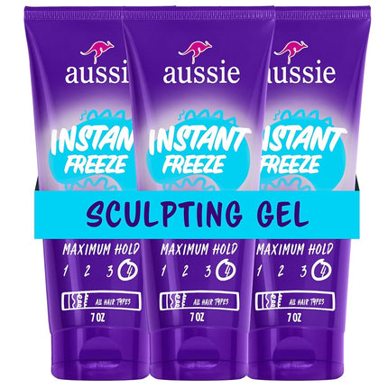 Aussie Instant ze Sculpting Maximum Hold Hair Gel with Jojoba Oil, Seaweed and Australian Aloe 200ml (Pack of 3)