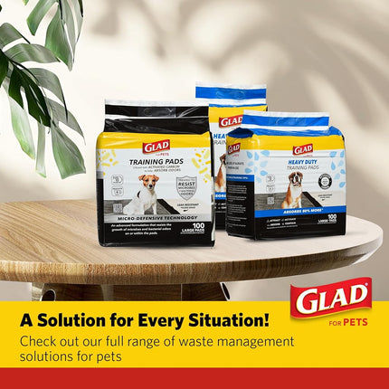 Glad for Pets Heavy Duty Activated Carbon Training Pads, 24" x 24" 100ct | Ultra Absorbent Training Pads - Absorbs 50% More Than Standard Pad in Same Size; Heavy Duty Puppy Potty Training Pads