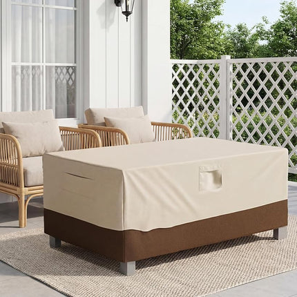 Vailge Veranda Rectangular/Oval Patio Table Cover, Heavy Duty and Waterproof Outdoor Lawn Patio Furniture Covers, X-Large Beige & Brown