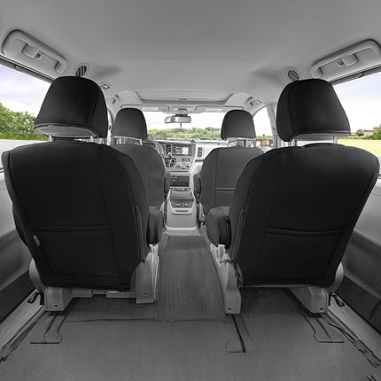 FH Group Housses de siège auto sur mesure pour Toyota Sienna 7 passagers 2011-2020, housse de siège auto pour deuxième rangée, housses de siège automobile en similicuir noir, housses de siège imperméables et lavables