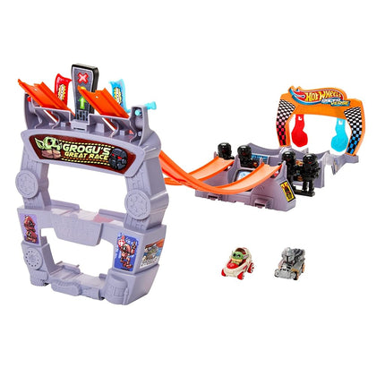 Hot Wheels RacerVerse, Grogu s Great Race Track set, Star Wars Track Set with Die-Cast Hot Wheels Racers Inspired by Star Wars: Grogu and The Mandolorian, HPL32