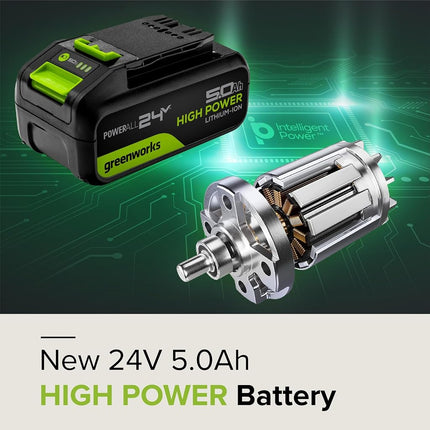 Greenworks 24V 5.0Ah Lithium-Ion High-Power Battery, Upgraded with 35% Power Boost (Genuine Battery/ 150+ Compatible Tools)