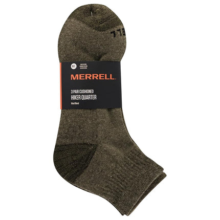 Merrell Unisex's Men's and Women's Wool Everyday Hiking Ankle Socks-3 & 6 Cushioned Moisture Wicking, Olive Assorted (3 Pairs), X-Large