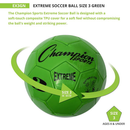 Champion Sports Extreme Series Size 3 Composite Soccer Ball (Green)