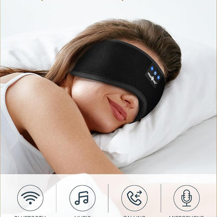 MUSICOZY Sleep Headphones Bluetooth 5.4 Headband Sleeping Headphones Eye Mask for Women Men Unisex, Wireless Music Mask Built-in Speakers Microphone Adjustable Strap for Side Sleepers Travel Office