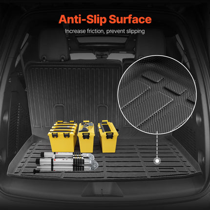 VEVOR Cargo Mats Compatible Chevrolet Tahoe & GMC Yukon 2021-2024, Custom Fit TPE Cargo Liner Set for SUVs, Trunk and Rear Back Seat Protector Replacement, Trunk Mat and Backrest Mats