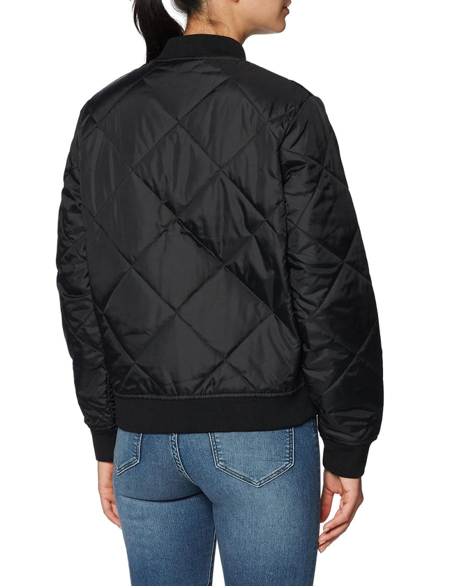 Dickies Women's Size Plus Quilted Bomber Jacket, Black V1, 2X