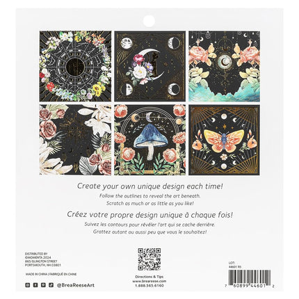 Brea Reese: Scratch Art Paper Pad - Whimsical Celestial - 12 Designs, 8x8 Pages, Metallic Guided Art Kit, Adult Craft Activity, Mindful Relaxation