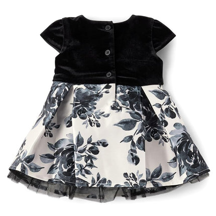 The Children's Place Robes habillées à manches courtes pour bébés filles et nouveau-nés, motif floral noir et blanc, 0-3 mois