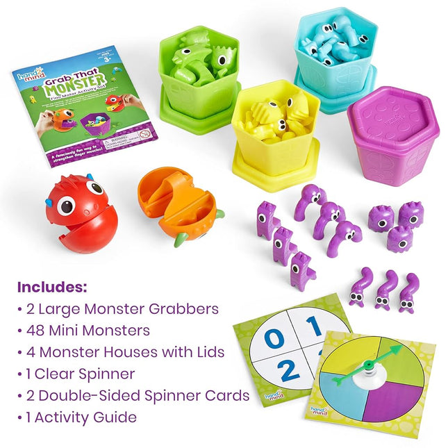 Learning Resources Grab That Monster Fine Motor Activity Set - Toddler Skills Games, Occupational Therapy Toys, Preschool Learning Activities