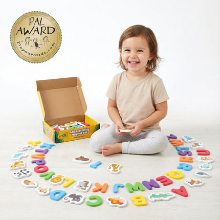 Crayola ABC Matching Magnet Set for Kids � Alphabetical Letter for Toddlers � Comes with Magnetic Animal Toys for Extra Learning � Classroom and Home Education Spelling Learning Set � Animal Party