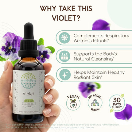 Violet B120 Alcohol-Free Herbal Extract Tincture, Super-Concentrated Organic Violet (Viola Tricolor) (4 fl oz)