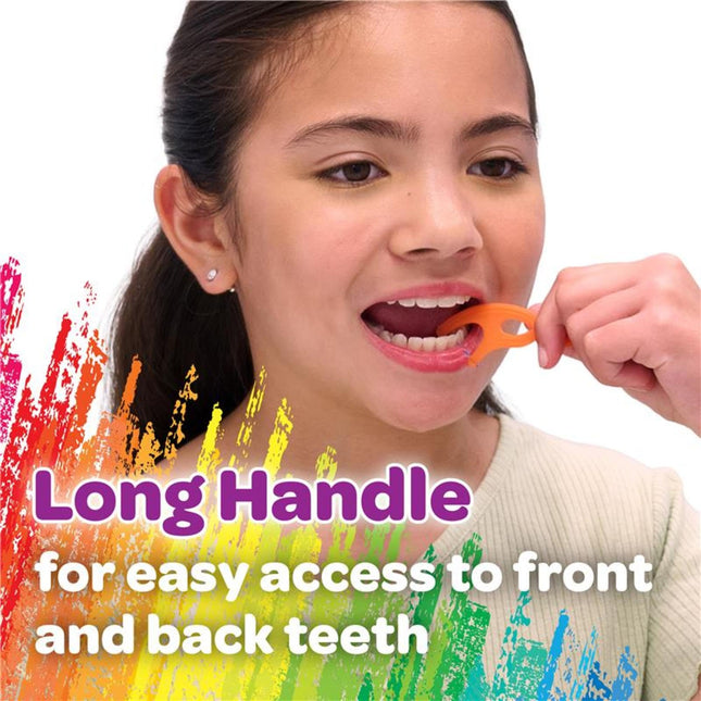 GUM Crayola Twistables Kids Flossers with Fluoride - Designed for Little Hands - Three Fun Fruit Flavors - Easy to Use Kids Floss Picks for Children Ages 3+, 90 Count (Pack of 4)