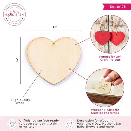 Kate Aspen 22103WD Unifinished Wood Hearts for Guest Book Alternative, Wooden Shapes for Crafts Guestbook, Brown