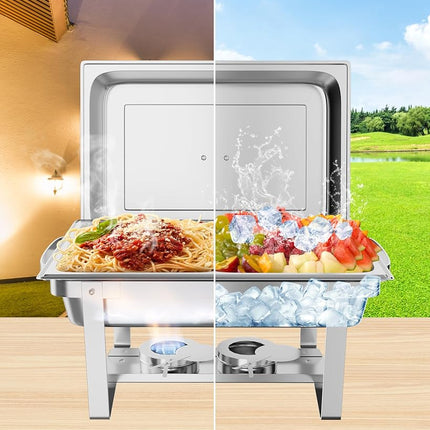 Takywep Lot de 4 réchauds de buffet de 8 litres en acier inoxydable avec bac à eau, pour mariages, fêtes, banquets et traiteur