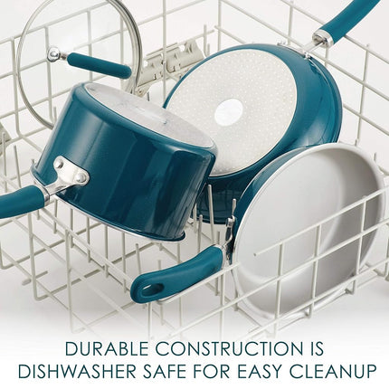 Rachael Ray Create Delicious Poêle à sauter/multifonction antiadhésive avec couvercle, 2,8 litres – Bleu sarcelle scintillant, Bleu sarcelle scintillant