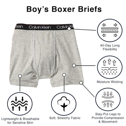 Calvin Klein Boys' Modern Cotton Assorted Boxer Briefs Underwear, Multipack, Heather Grey/Camo/Navy/Green/Olive, XL