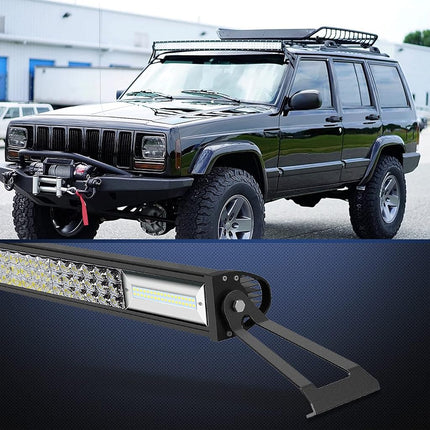 Nilight 2PCS 50â€ Curved LED Light Bar Bracket at Upper Windshield Roof Cab for 1984-2001 Jeep Cherokee XJ & 1986-1992 Comanche MJ