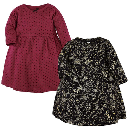 Hudson Baby Baby Girls' Cotton Dresses, Gold Botanical, 4T