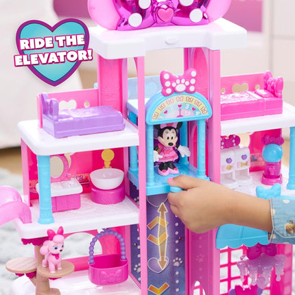 Just Play Disney Jr. Minnie Mouse Pet Hotel Playset, 23-piece Hotel Set, 51 cm Tall Playset, Ages 3 and Up