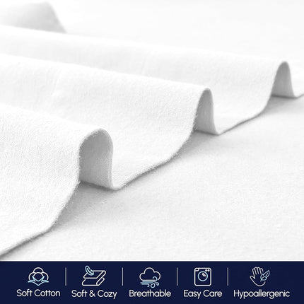 Elegant Comfort Soft 4-Piece 100% Turkish Cotton Flannel Sheet Set - Premium Quality, Deep Pocket Fitted Sheet, Ultra Soft, Cozy Warm and Anti-Pill Flannel Sheets - Cali King, White