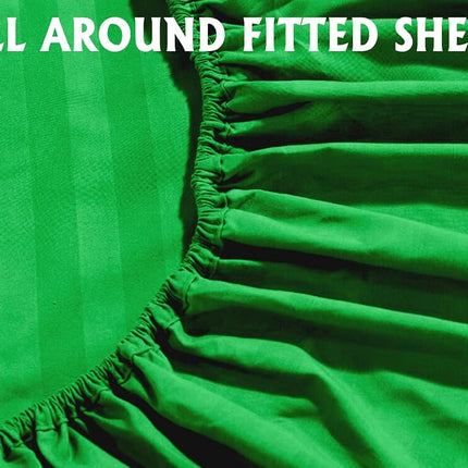 Elegant Comfort Softest and Coziest 4-Piece Sheet Set - 1500 Premium Hotel Quality Microfiber - Deep Pocket, Wrinkle Resistant 4-Piece Damask Stripe Bed Sheet Set, Twin, Emerald Gren