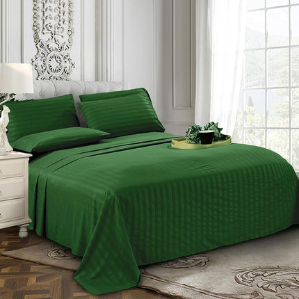 Elegant Comfort Softest and Coziest 4-Piece Sheet Set - 1500 Premium Hotel Quality Microfiber - Deep Pocket, Wrinkle Resistant 4-Piece Damask Stripe Bed Sheet Set, Twin XL, Hunter Green